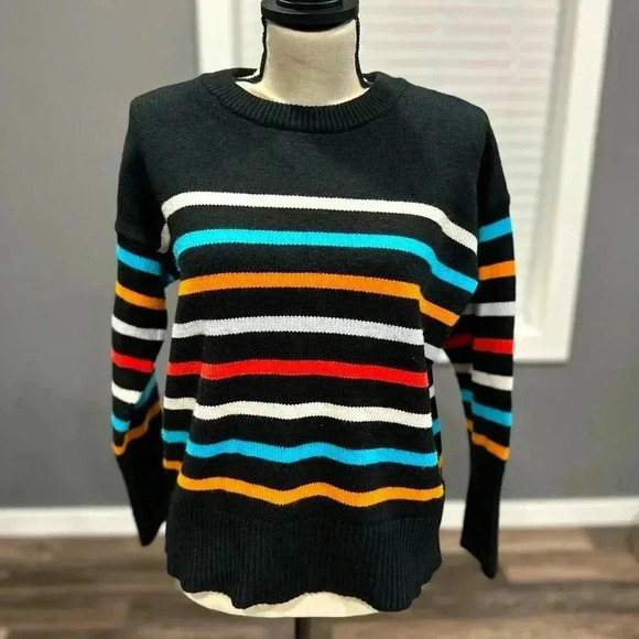 Philosophy Sweater Size Small Black With Multicolor Stripes Viscose - Picture 1 of 6